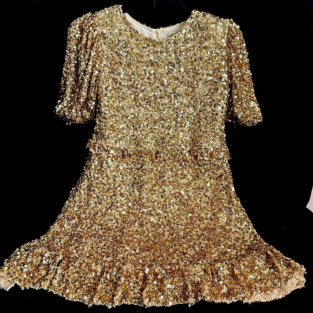 Girls Gold Sequins Dress